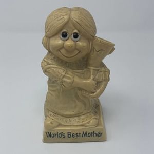 VTG 1970 Worlds Best Mother Russ Berrie Figurine USA Made Trophy Mom Mom Gift